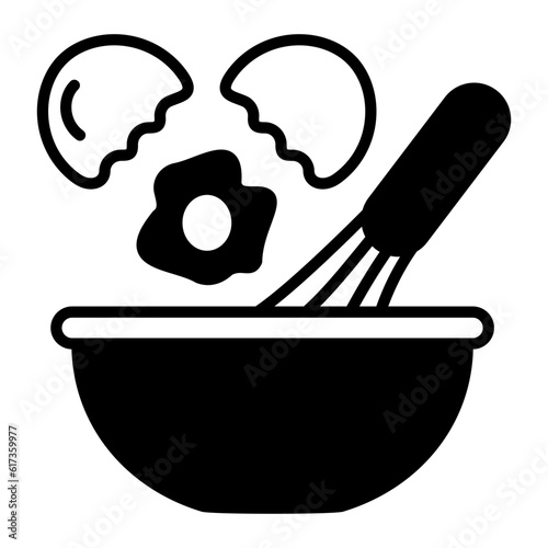 eggwhisk with bowl concept, Broken egg in mixing vector icon design, Bakery and Breadsmith symbol, Cuisine Maestro sign, food connoisseur stock illustration photo