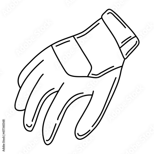vector drawing in doodle style. working protective glove. construction tool, hand work