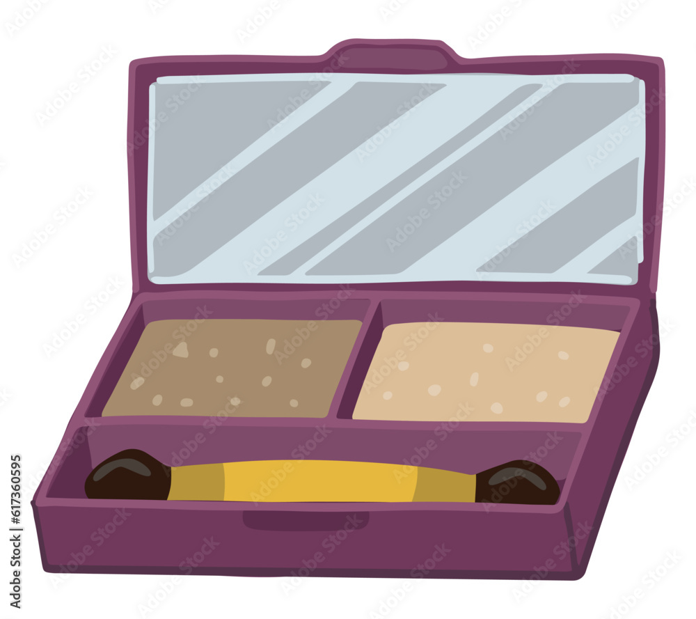 Compact eyeshadow palette clipart. Eyelid makeup equipment doodle. Cosmetic accessory isolated on white background. Cartoon style vector illustration. Compact eyeshadow palette clipart. Eyelid makeup equipment doodle. Cosmetic accessory isolated on white background. Cartoon style vector illustration.