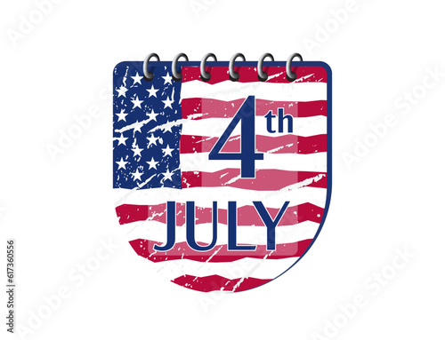 4th july independence day agenda, notebook vector illustrtion in 3d.