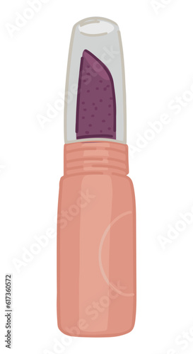 Lipstick clip art. Cosmetic lip makeup accessory doodle. Cartoon style vector illustration isolated on white background.