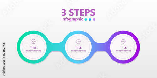 Business infographic in the form of a timeline of 3 steps. 3 D. Vector illustration.