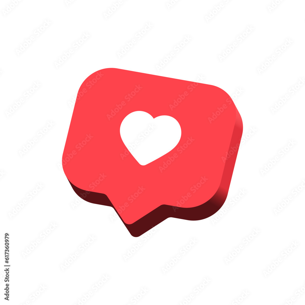 Heart in 3d speech bubble icon background. like heart social media notification icons 3d modern, love like chat bubbles social network post reactions - favorite hearts, 3d rendering, 3d illustration Heart in 3d speech bubble icon background. like heart social media notification icons 3d modern, love like chat bubbles social network post reactions - favorite hearts, 3d rendering, 3d illustration