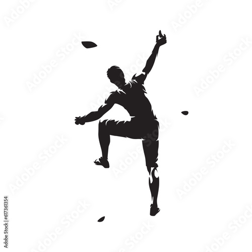 Sport climbing challenge, isolated vector silhouette
