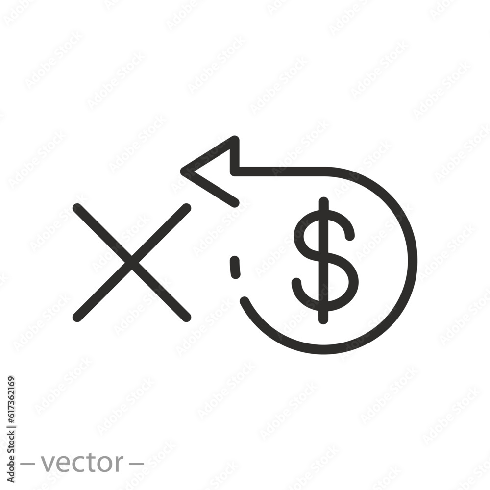 not give out cash icon, no cashback, denial of money, line symbol on white background - editable stroke vector illustration eps10 not give out cash icon, no cashback, denial of money, line symbol on white background - editable stroke vector illustration eps10