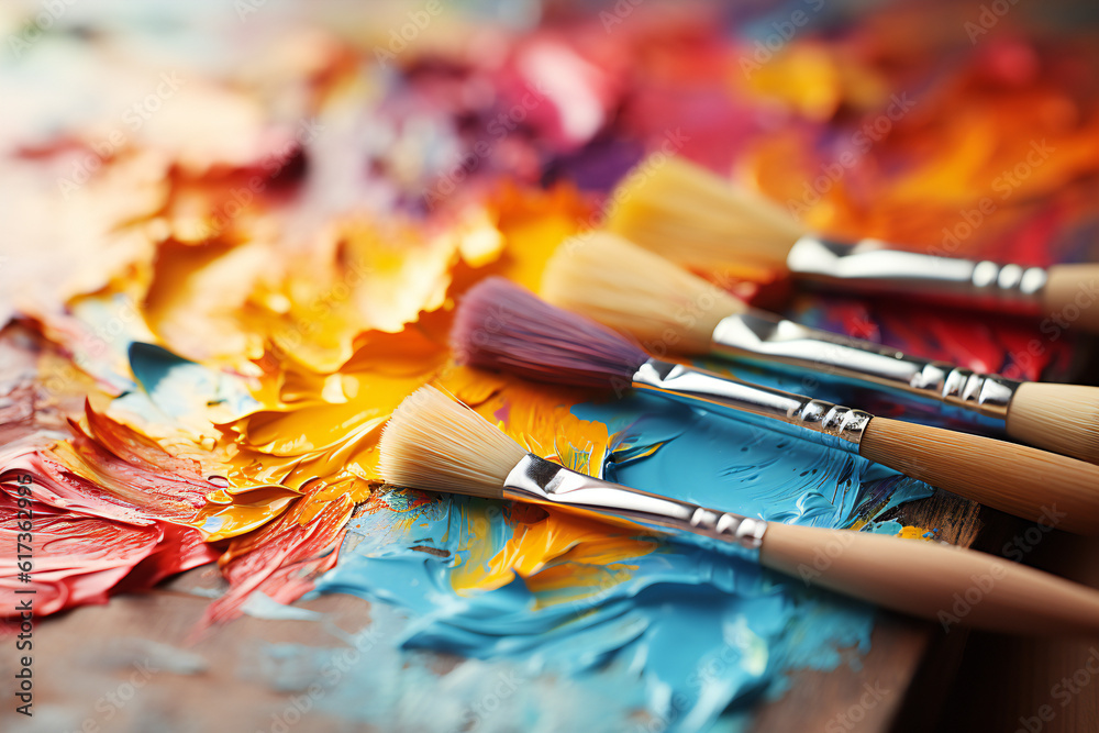 Fototapeta premium brushes and palette
