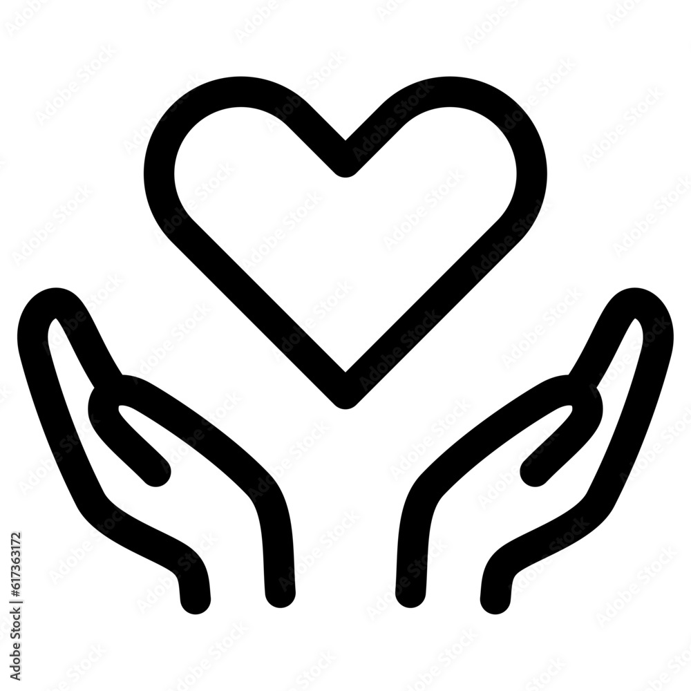 Hands holding heart outline icon, Mental health related icon. Hands holding heart outline icon, Mental health related icon.