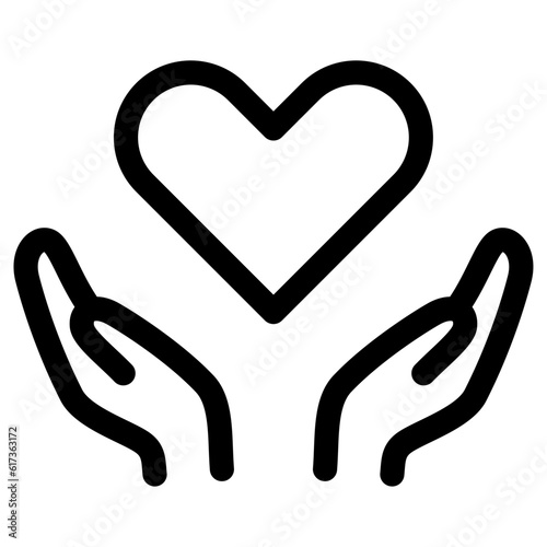 Hands holding heart outline icon, Mental health related icon.