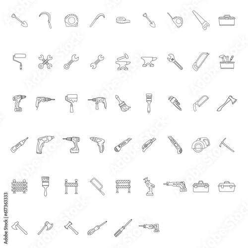 Doodle set working construction tools