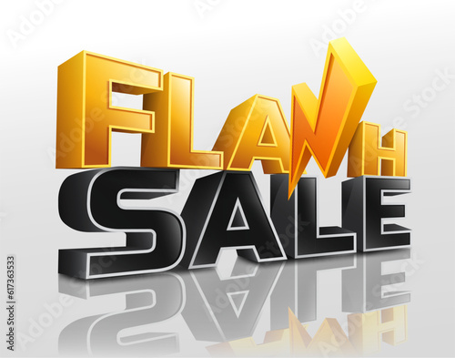 Flash Sale and Lightning icon. Promotional symbols used to advertise online product festivals.
Realistic vector file.