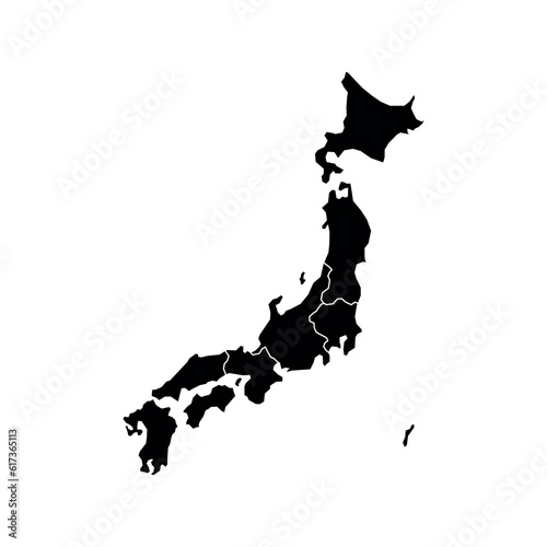 Blank map of Japan. High quality map of Japan with provinces on transparent background for your web site design, logo, app, UI. Asia. EPS10. vector