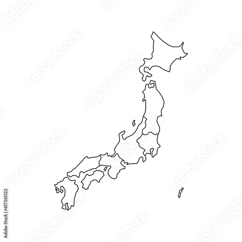 Blank map of Japan. High quality map of Japan with provinces on transparent background for your web site design, logo, app, UI. Asia. EPS10. vector