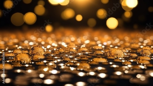 Sparkling Luxury, Gold Glitter, Bokeh Sparkles, and Particles. Generative AI