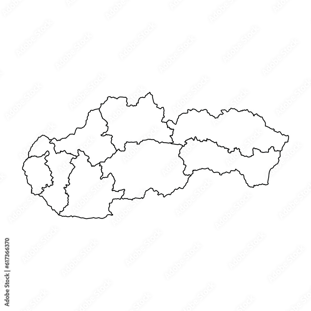 Slovakia map background with states. Slovakia map isolated on white background. Vector illustration Europe