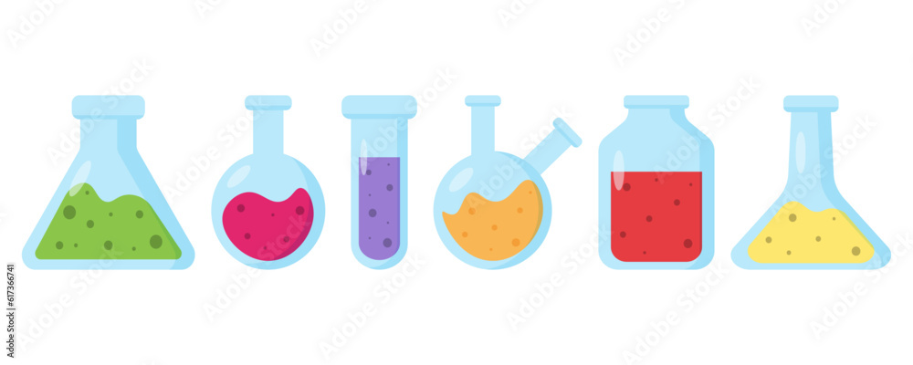 Set of lab flask icon. Vector illustration Set of lab flask icon. Vector illustration