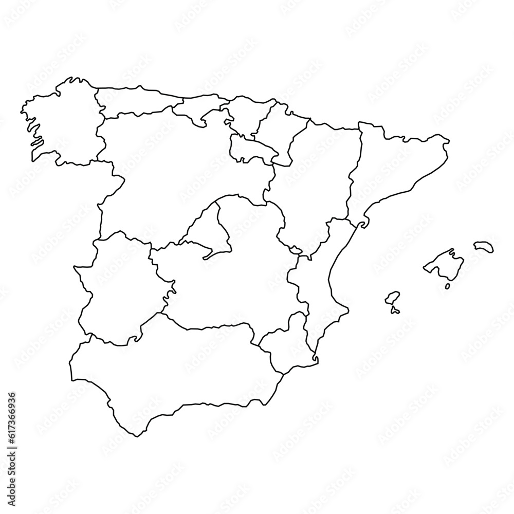 Spain map background with states. Spain map isolated on white background. Vector illustration