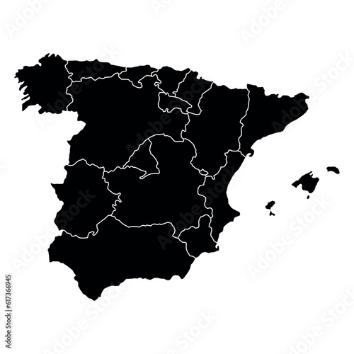 Spain map background with states. Spain map isolated on white background. Vector illustration