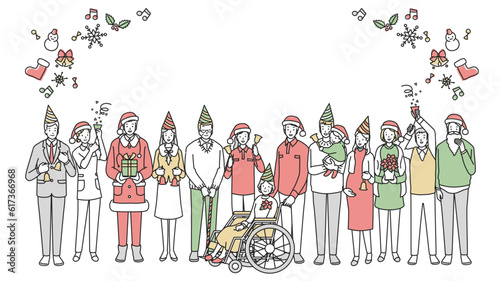 介護関係の人々のクリスマス　フレーム