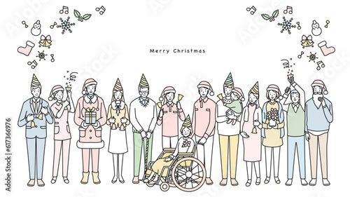 介護関係の人々のクリスマス　フレーム