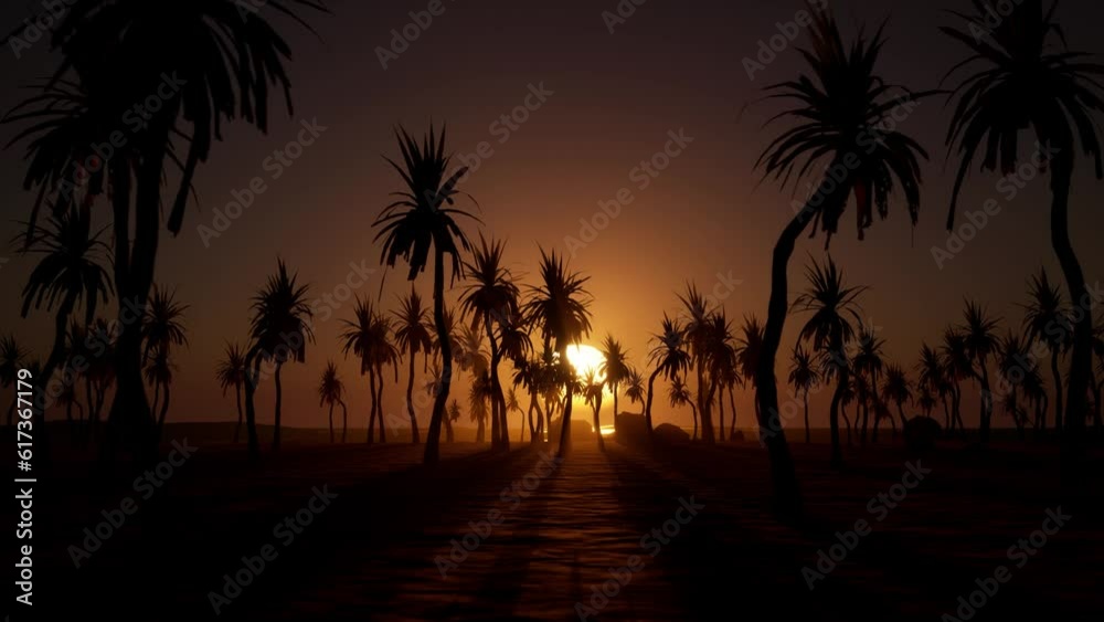 sunrise or sunshine animation on beach with palm trees and rocks and waves in distance background holiday summer clear sky sunrise or sunshine animation on beach with palm trees and rocks and waves in distance background holiday summer clear sky