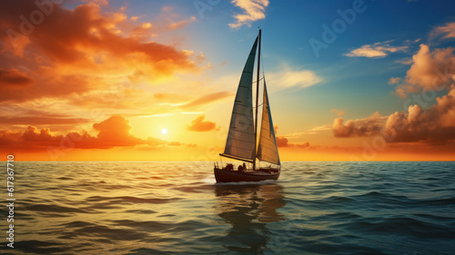 sailboat on sea at sunset