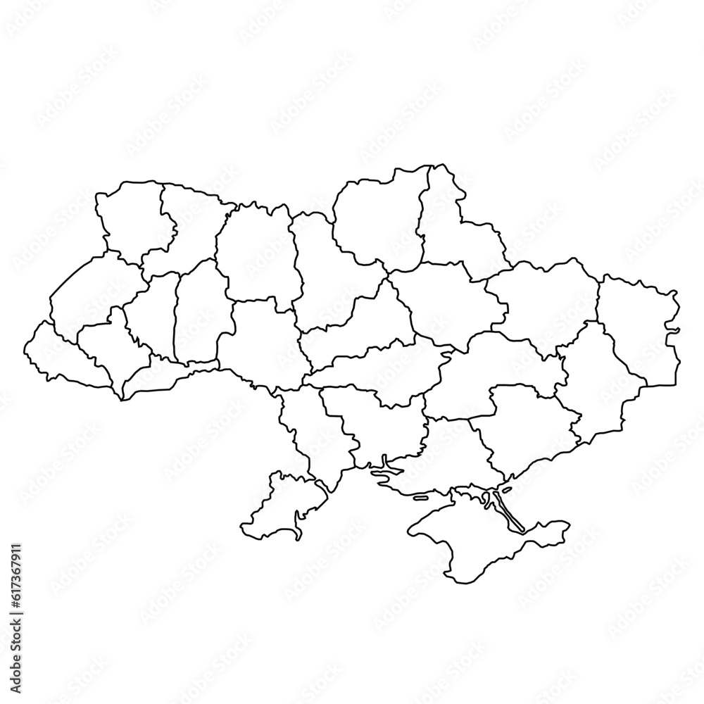 Ukraine map background with states. Ukraine map isolated on white background. Vector illustration Europe