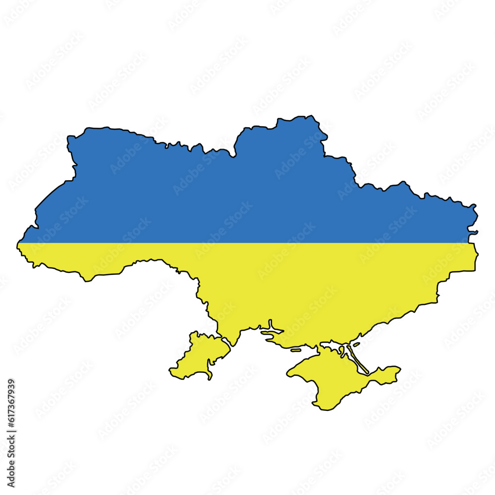 Ukraine map background with regions, region names and cities in color. Ukraine map isolated on white background. Vector illustration Europe