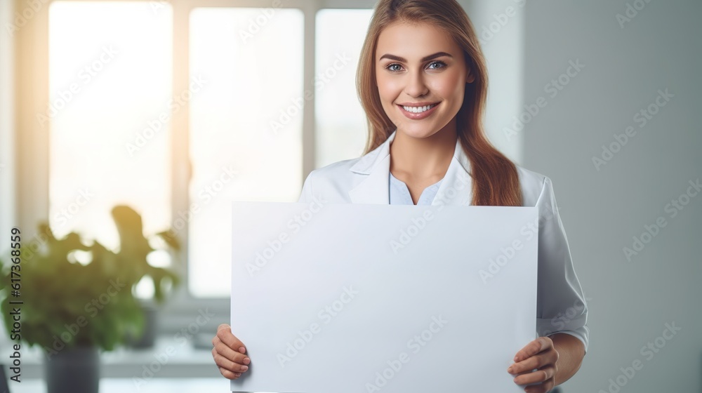 Female Doctor with Informative Poster. Generative AI Female Doctor with Informative Poster. Generative AI