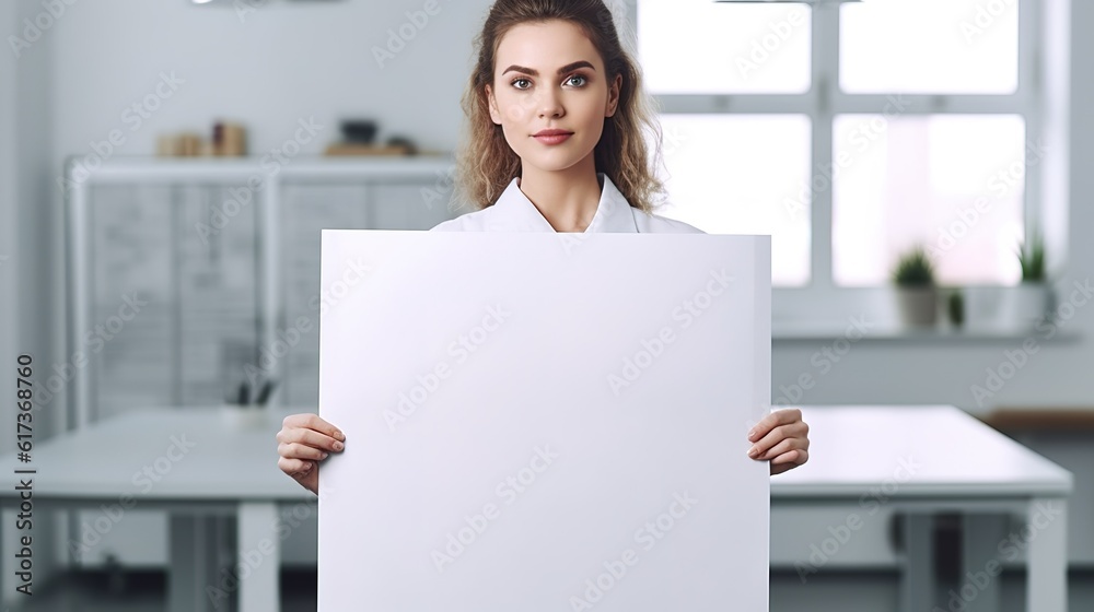Female Doctor with Informative Poster. Generative AI Female Doctor with Informative Poster. Generative AI