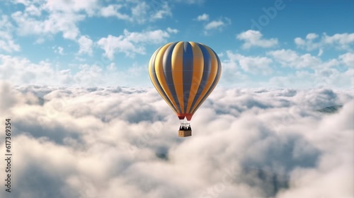 A hot air balloon floating peacefully in the sky, Generative AI