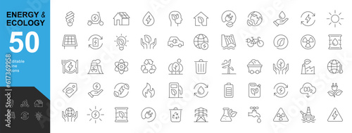 Obraz na płótnie Energy and Ecology Line Editable Icons set