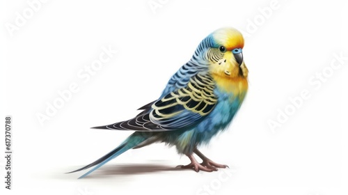 blue and yellow sparrow with white background