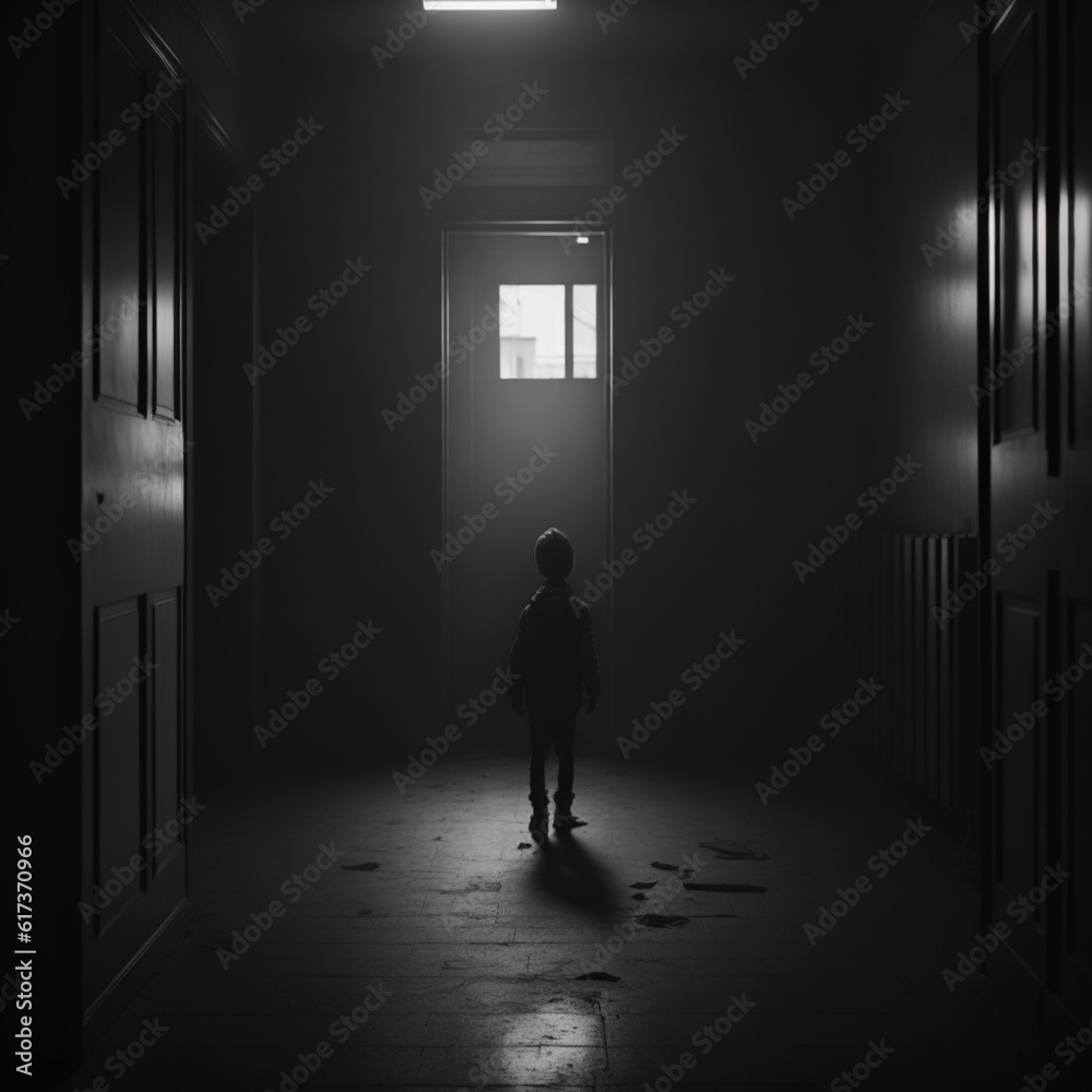 child in a dark grey and black room child in a dark grey and black room