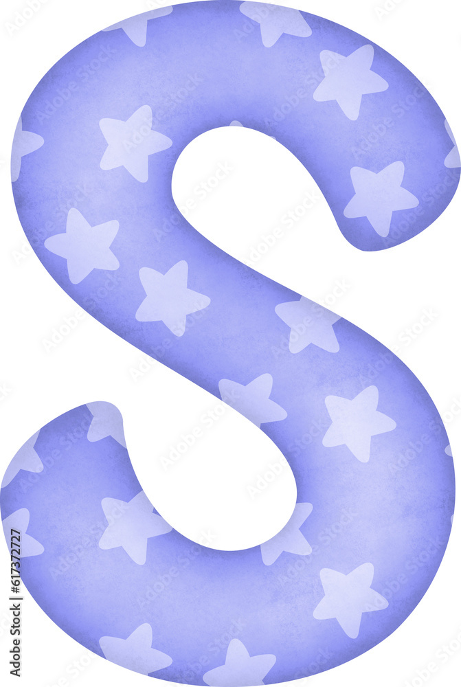 Letter S with star pattern in blue tone Letter S with star pattern in blue tone