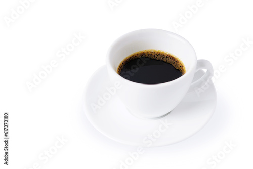 Top view White cup of black coffee