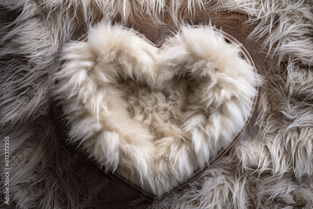 Romantic Heart-Shaped Fluffy Box on Background for Valentine's Day Decoration and Celebration with Copy Space for Gift Romantic Heart-Shaped Fluffy Box on Background for Valentine's Day Decoration and Celebration with Copy Space for Gift