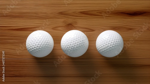 white golf balls isolated on wooden background