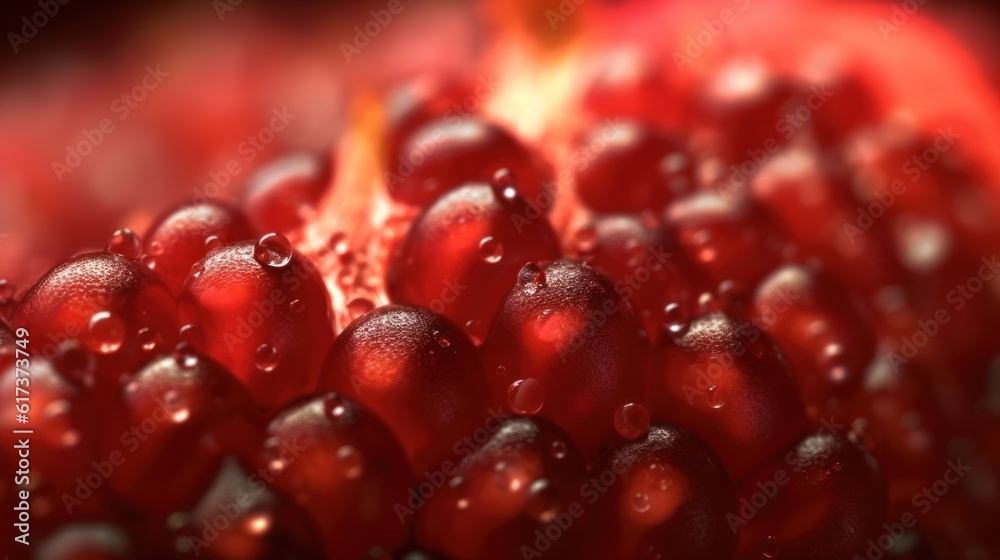 delicious peeled pomegranate closeup. Generative AI delicious peeled pomegranate closeup. Generative AI