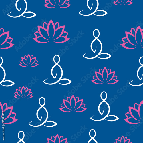 seamless pattern abstract meditation illustration with lotos