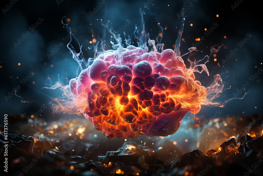 Concept art of a human colorful brain exploding with knowledge,emotins and bursting with creativity Ai generative Concept art of a human colorful brain exploding with knowledge,emotins and bursting with creativity Ai generative