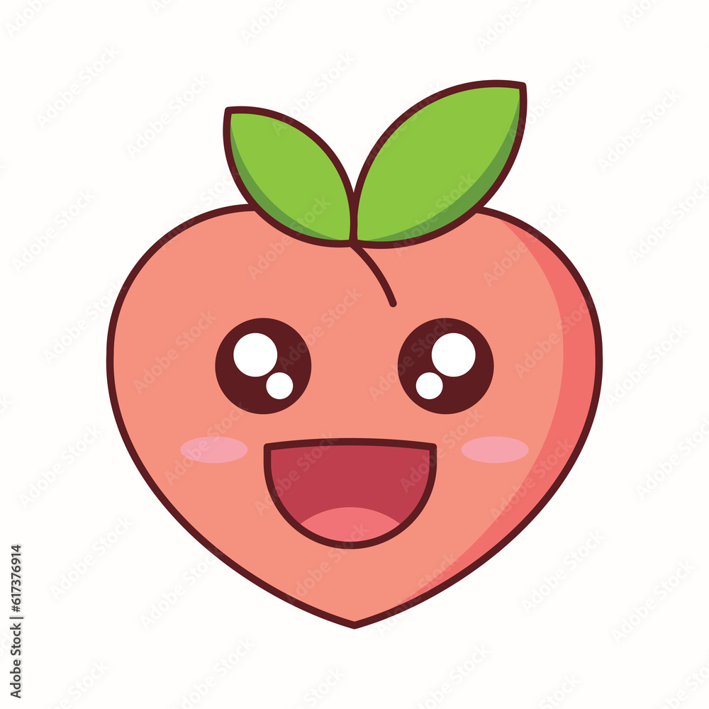 Obraz premium This kawaii peach illustration is perfect for children's products, stationery, cute merchandise, social media graphics, and any project that calls for a dose of irresistible charm. Eps 10