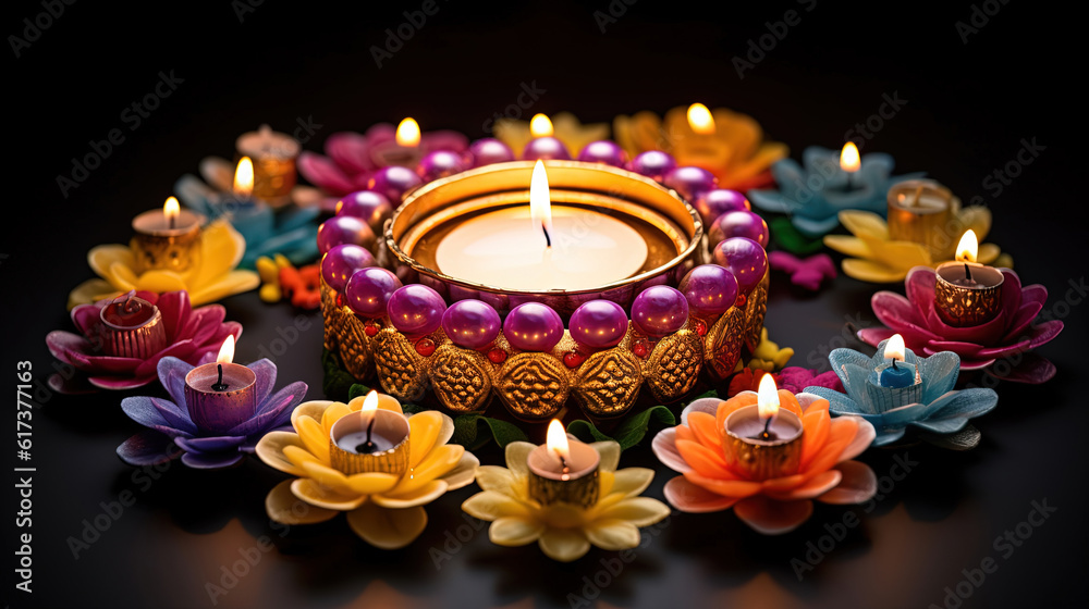 Diwali glowing diya. Indian festival. Copy space Diwali glowing diya. Indian festival. Copy space