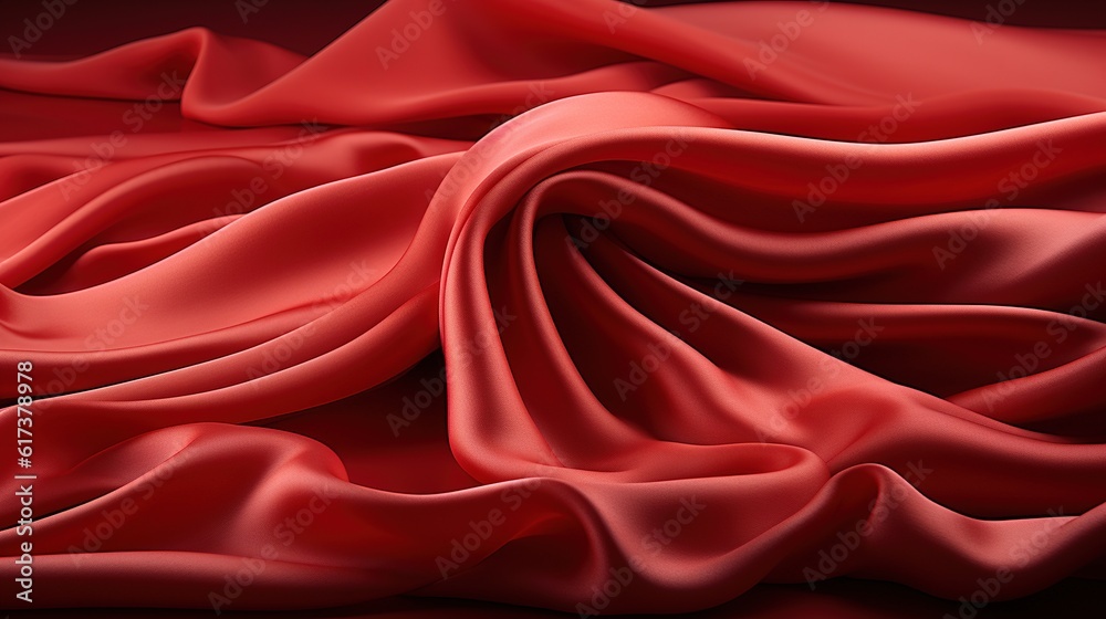 Obraz premium Smooth elegant red fabric cloth on white background generative ai