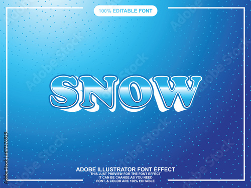 modern blue snow editable font text effect, text graphic style