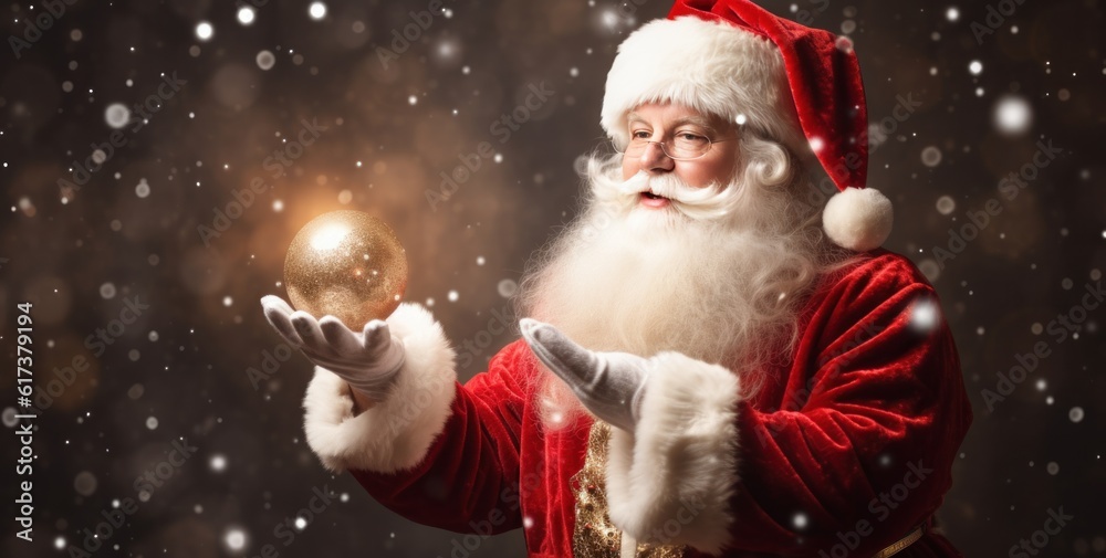Christmas background with Santa Claus. Illustration AI Generative.