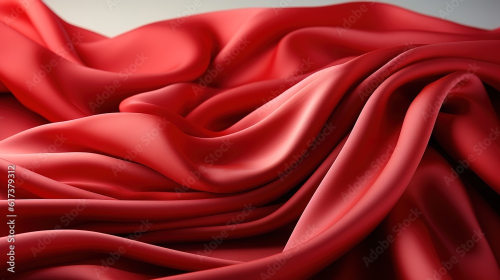 Obraz premium Smooth elegant red fabric cloth on white background generative ai