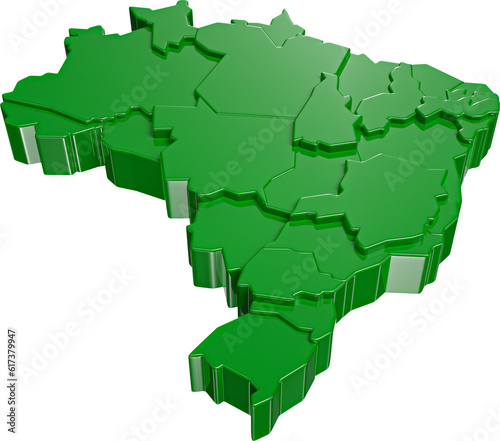 Mapa 3d do Brasil verde