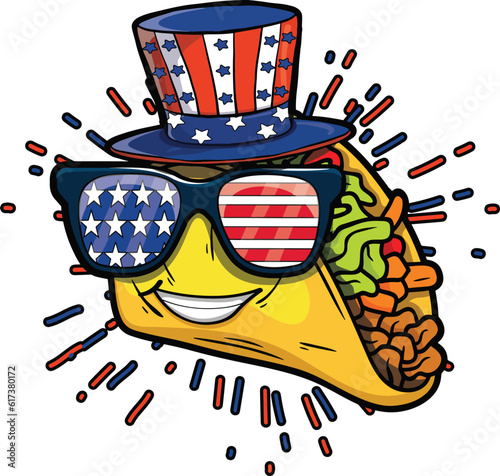 USA Taco Celebrating America And 4th Of July With The American Flag