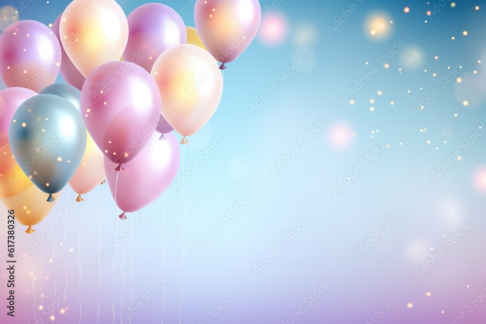 Balloon party holiday background. Illustration AI Generative.