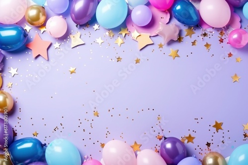 Balloon party holiday background. Illustration AI Generative.